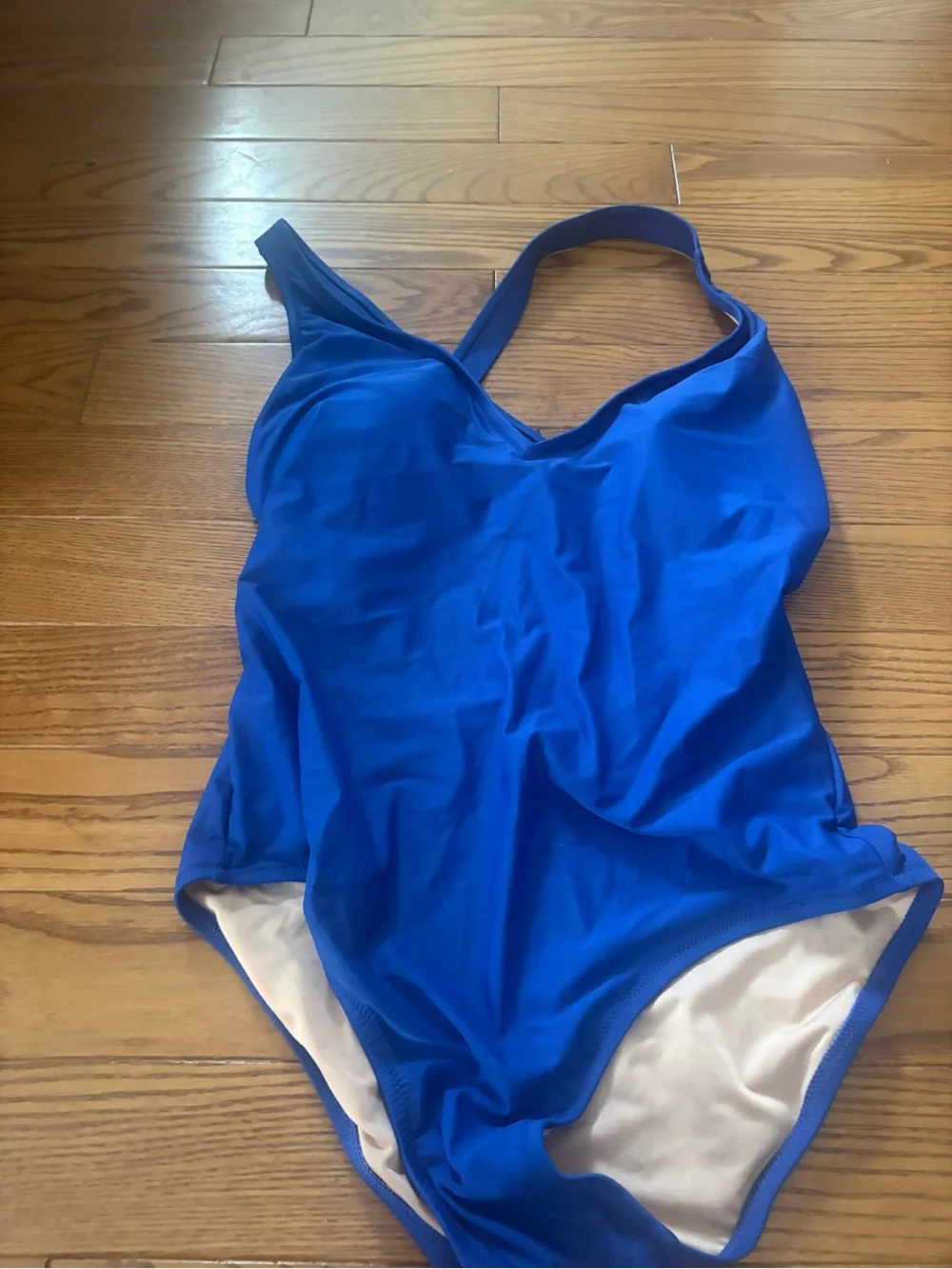 J. Crew D-DD cup high-support Cobalt Blue Crisscross Back One-Piece Swimsuit
